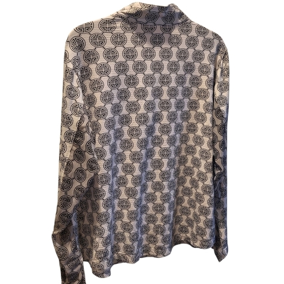 IBKUL Black & White Quarter Zip Lightweight Long Sleeve Shirt Size XL - Picture 2 of 6